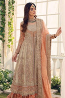 Pakistani Peach Kamdani Mukaish Tissue Lehenga (3-Piece) - Image 3
