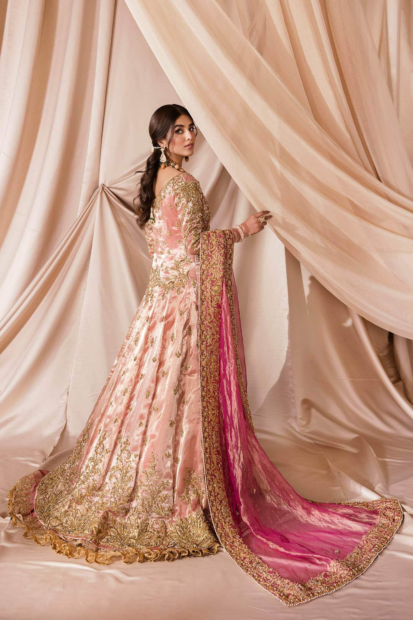 Blush Pink Zardozi Swarovski Tissue & Kimkhaab Lehenga (3-Piece) - Image 5