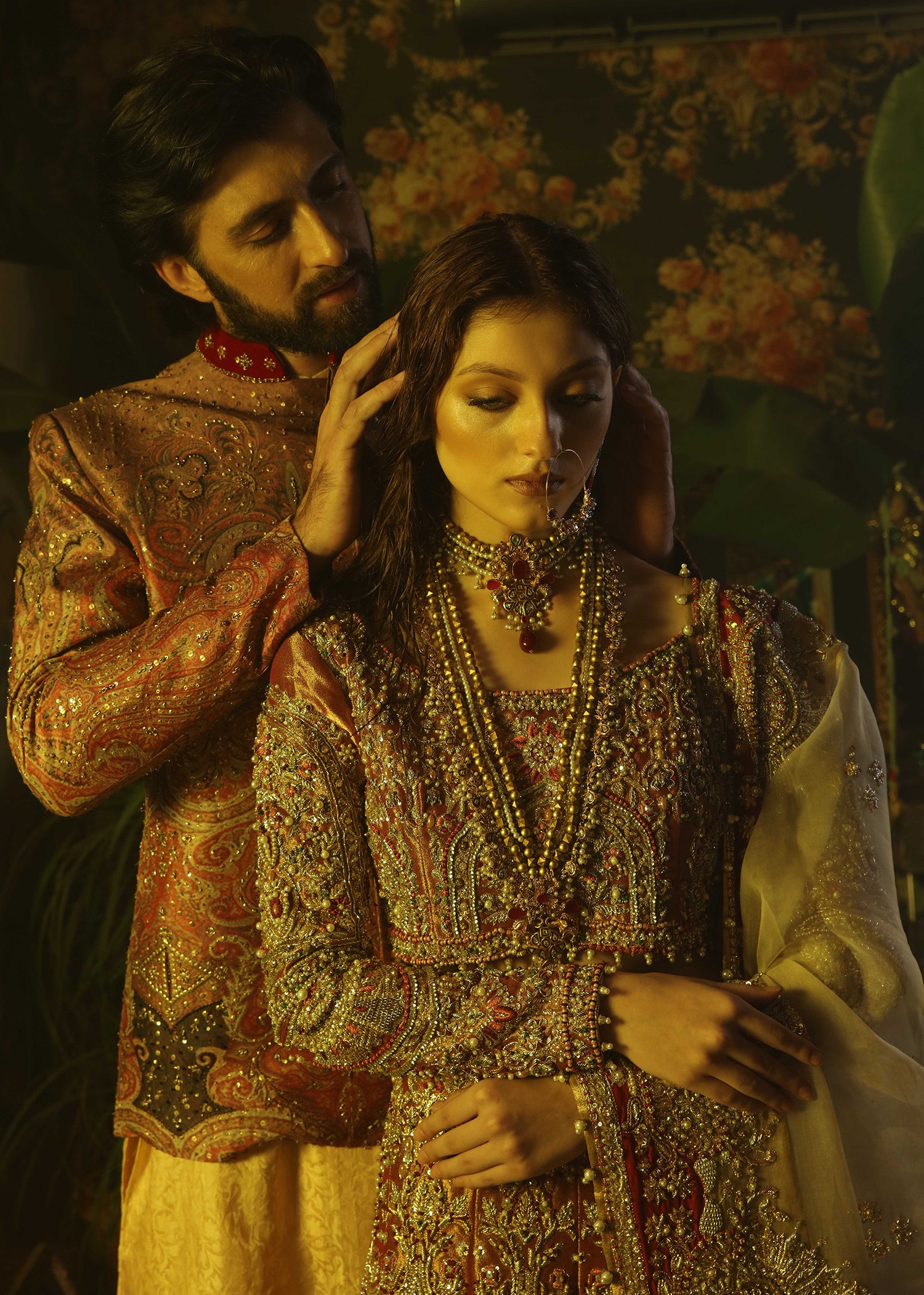 Pakistani Fuchsia Zardozi Tissue Lehenga (3-Piece) - Image 5