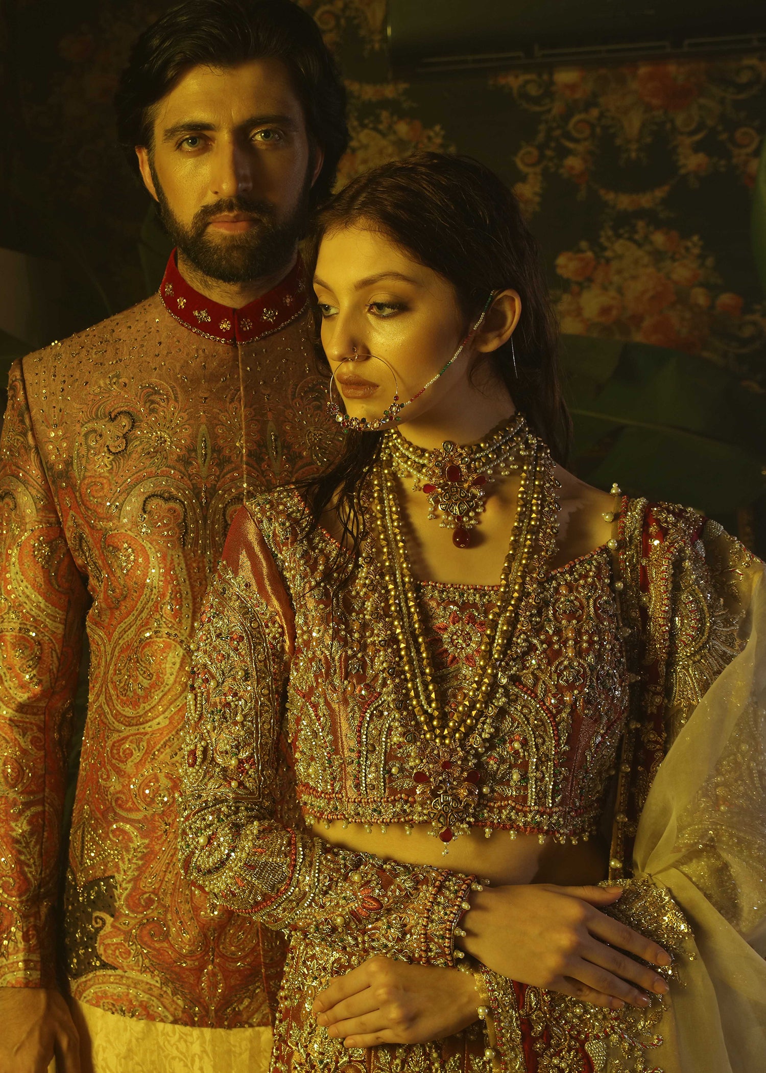 Pakistani Fuchsia Zardozi Tissue Lehenga (3-Piece) - Image 6