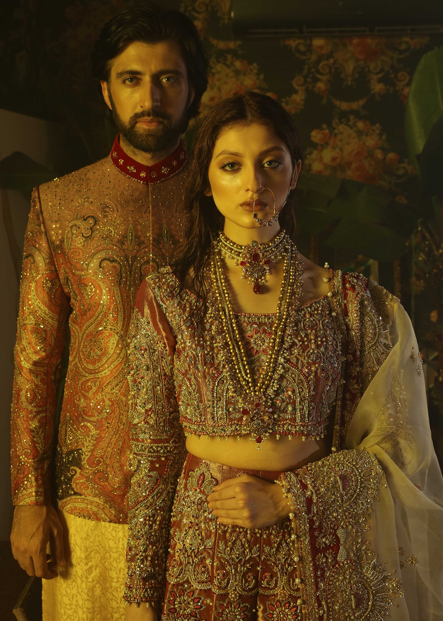 Pakistani Fuchsia Zardozi Tissue Lehenga (3-Piece) - Image 7