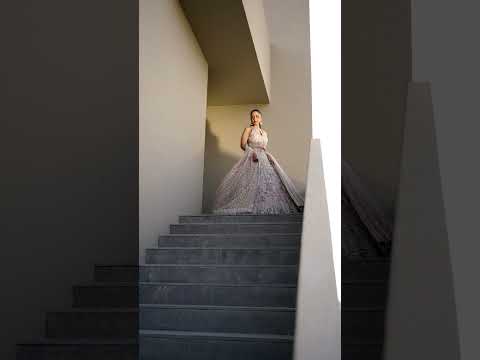 Pakistani Blush Pink Sequin 3D Floral Tulle Lehenga (3-Piece) - Image 12