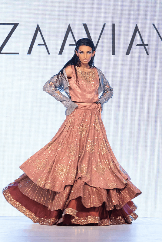 Mauve Velvet Lehenga with Embroidered Grey Silk Jacket (3-Piece) - Image 5