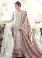 Blush Pink Zari Net Bridal Lehenga (3-Piece) - Image 1