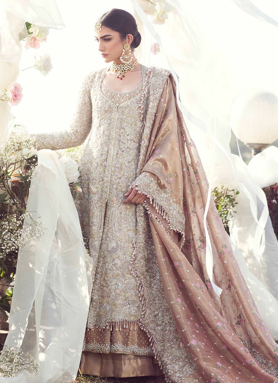 Blush Pink Zari Net Bridal Lehenga (3-Piece) - Image 2