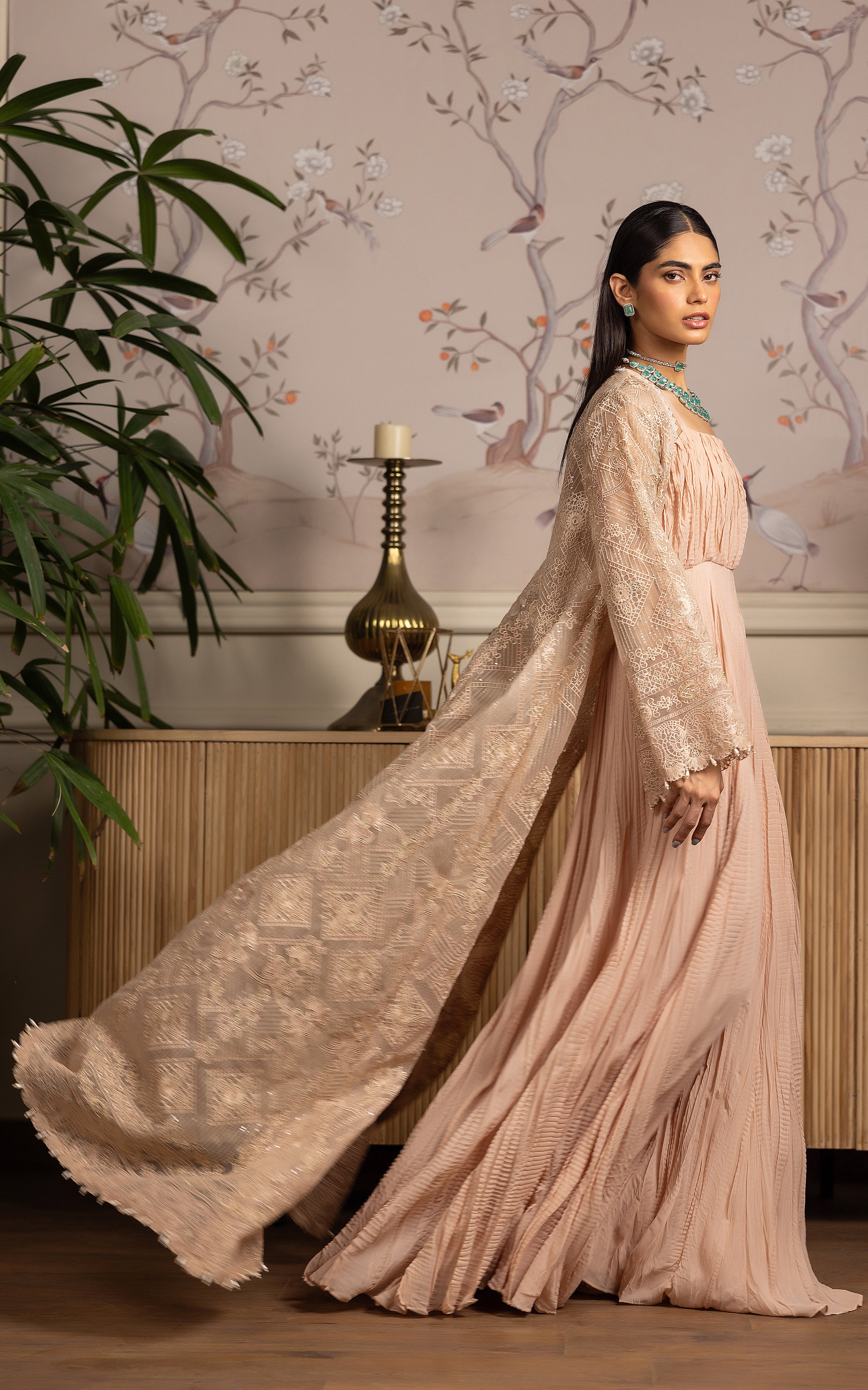 Pakistani Blush Embellished Crushed Chiffon Maxi (2-Piece) - Image 4