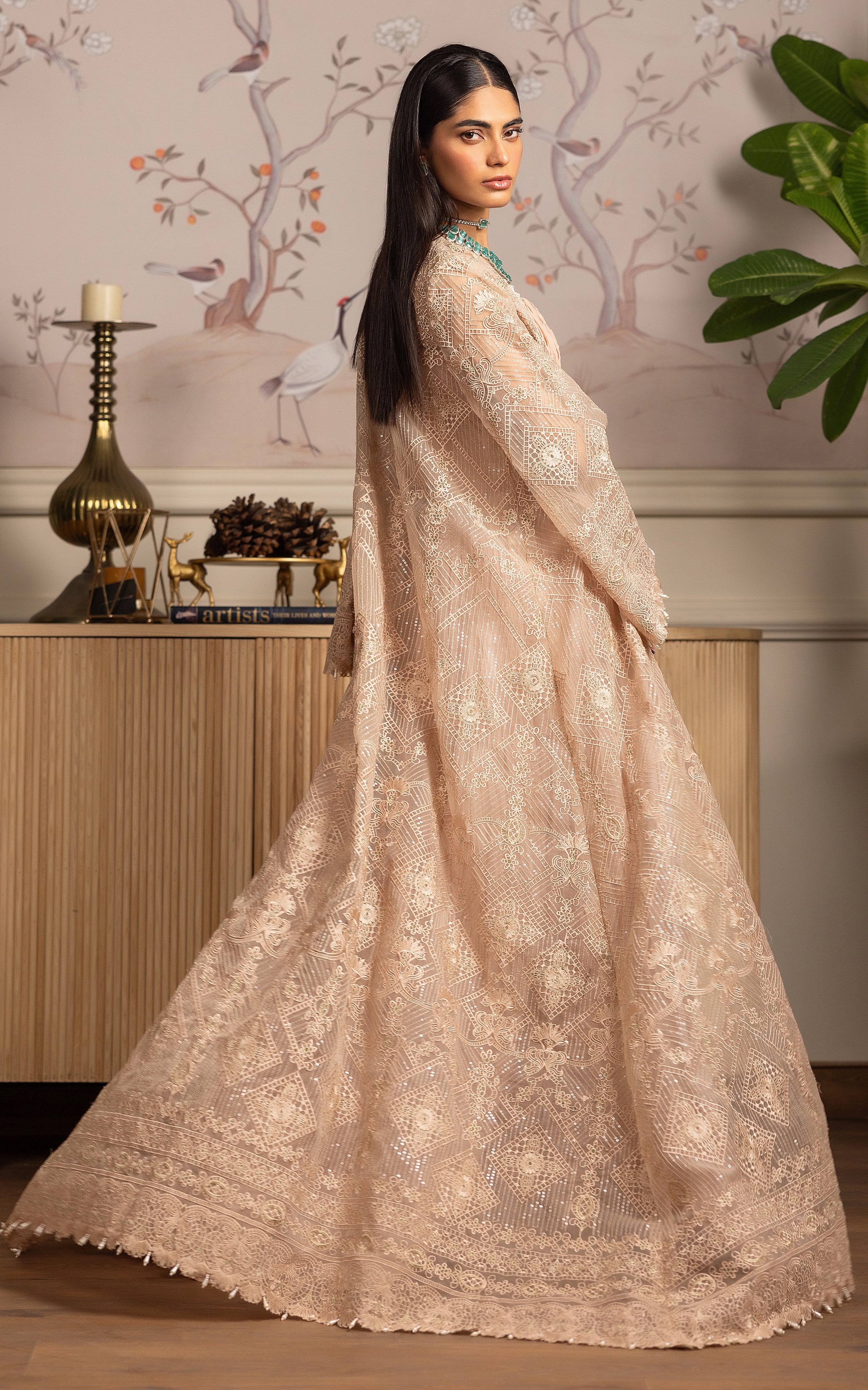 Pakistani Blush Embellished Crushed Chiffon Maxi (2-Piece) - Image 8