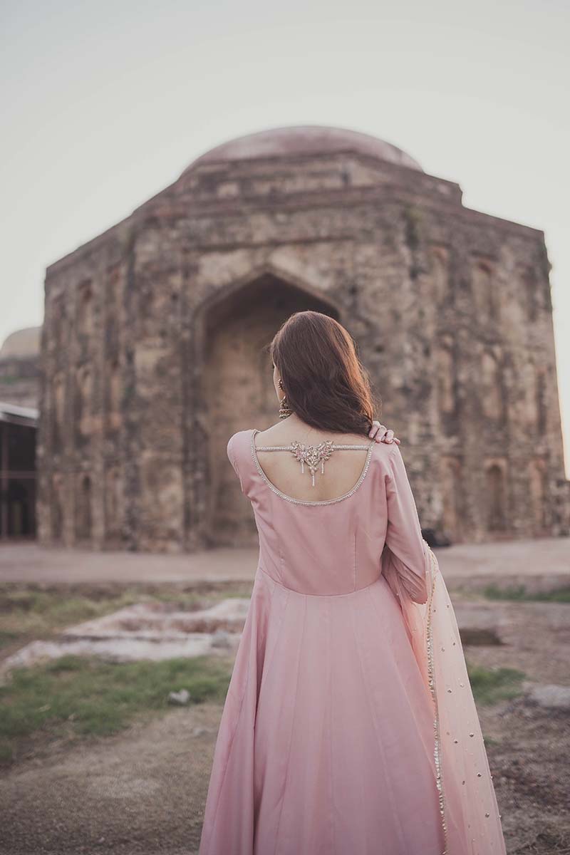 Light Pink Embroidered Raw Silk Maxi (2-Piece) - Image 3