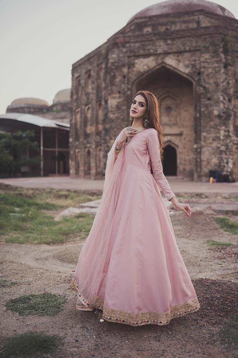 Light Pink Embroidered Raw Silk Maxi (2-Piece) - Image 5