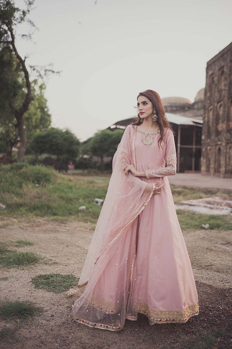 Light Pink Embroidered Raw Silk Maxi (2-Piece) - Image 6