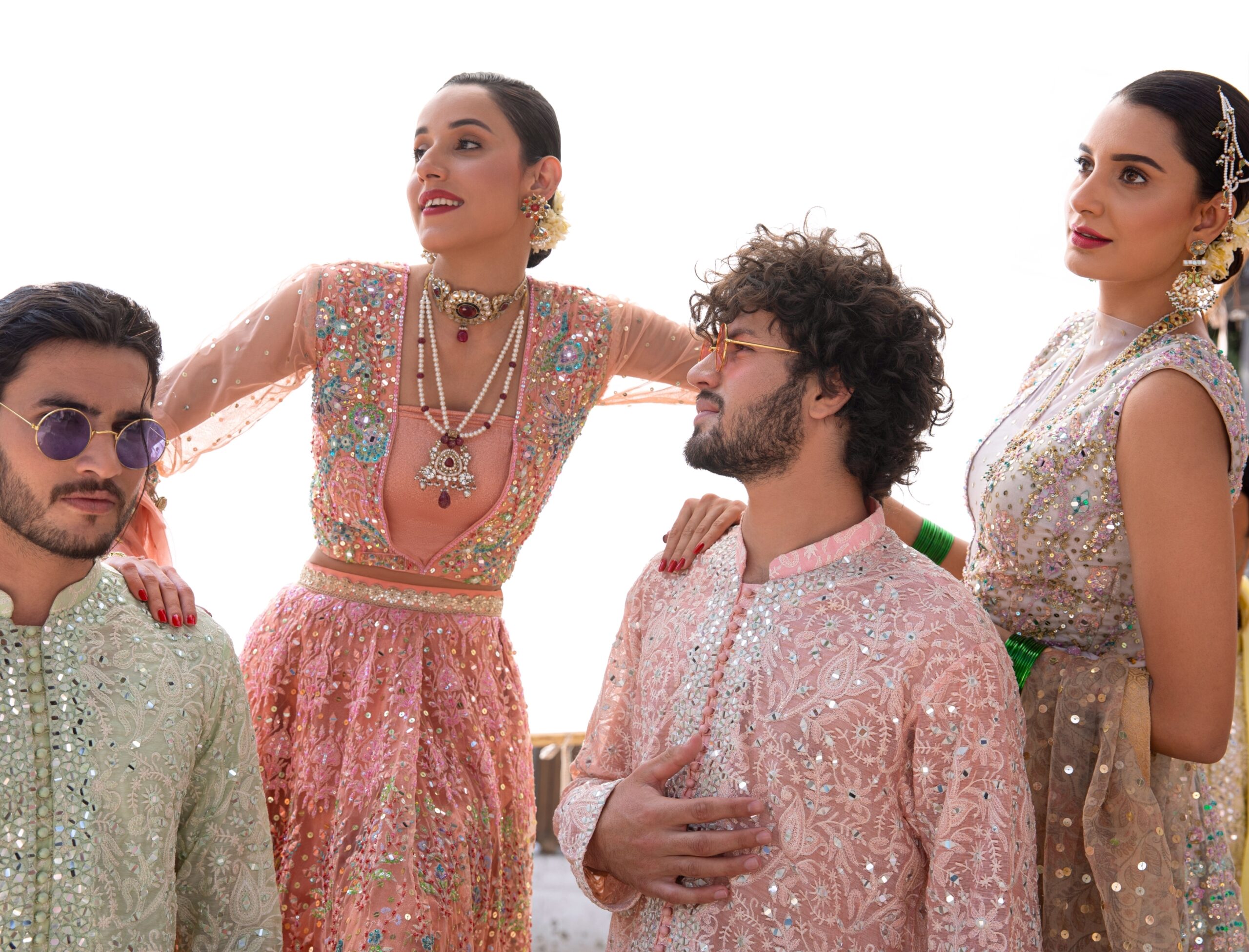 Peach Chikankari Mirror-Embroidered Cotton-Silk Men's Kurta (2-Piece) - Image 7