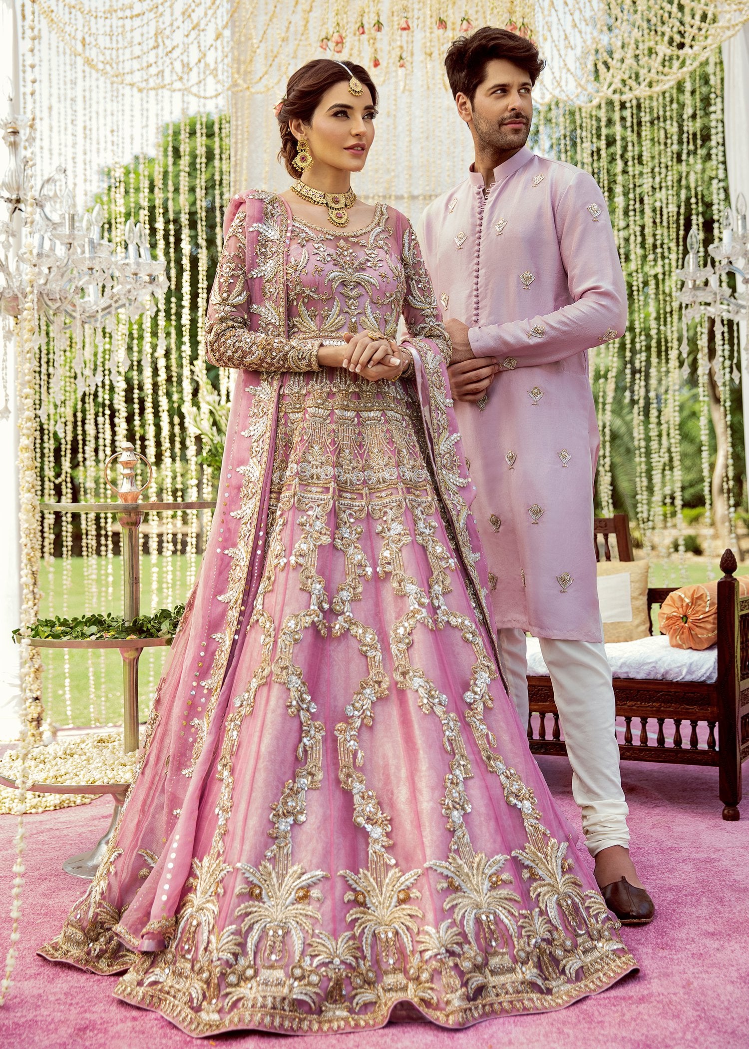 Pink Hand-Embellished Korean Rawsilk Kurta (2-Piece) - Image 4