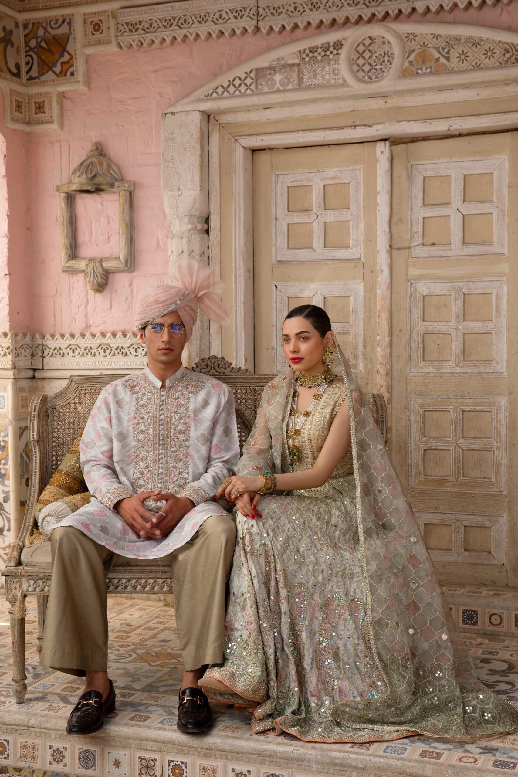 Pastel Rose Gold Embroidered Silk-Blend Men's Kurta (2-Piece) - Image 6