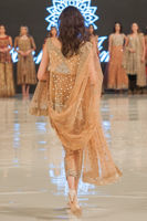 Peach Embroidered Net Peplum Dress (3-Piece) - Image 4