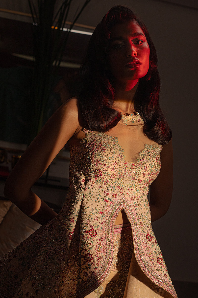 Blush Nude Embroidered Net Peplum Set (2-Piece) - Image 4