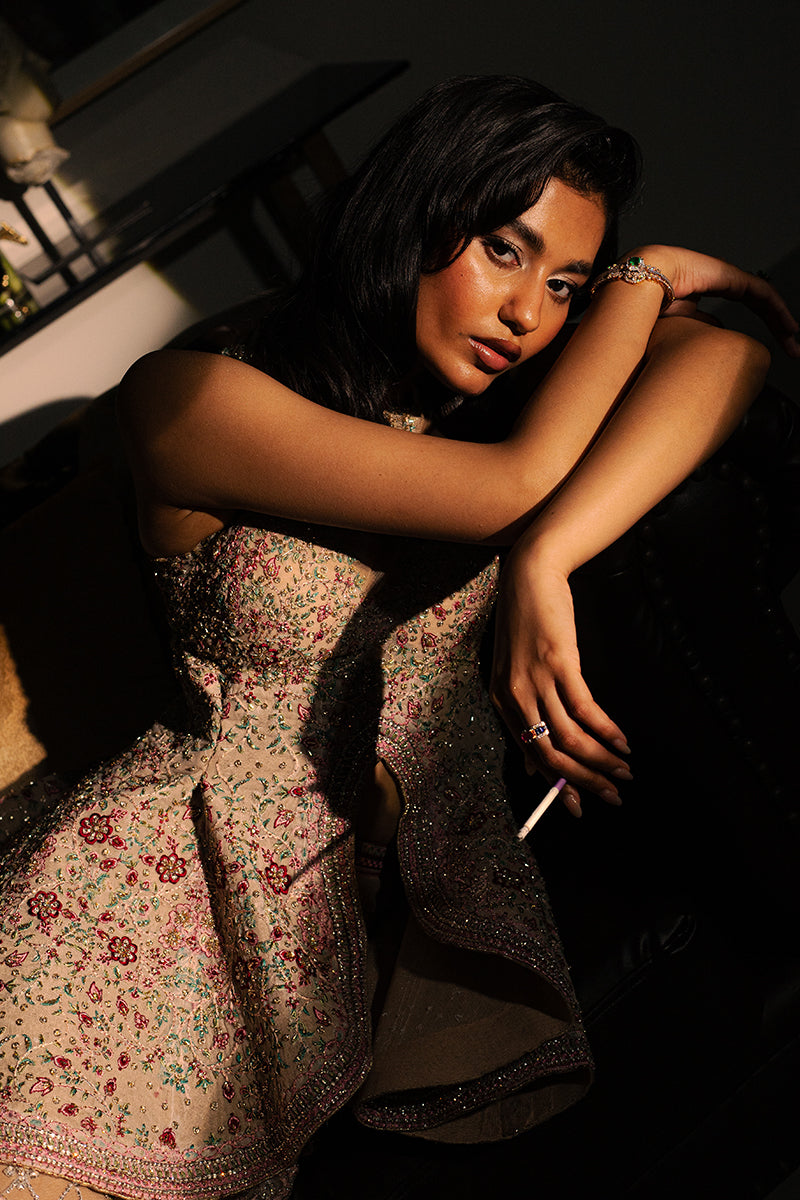 Blush Nude Embroidered Net Peplum Set (2-Piece) - Image 8