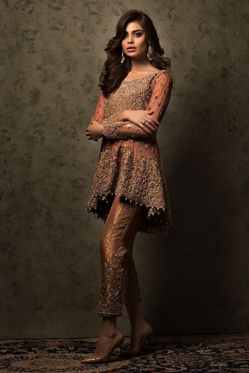 Pink Swarovski Zardozi Net Peplum Dress (2-Piece) - Image 1