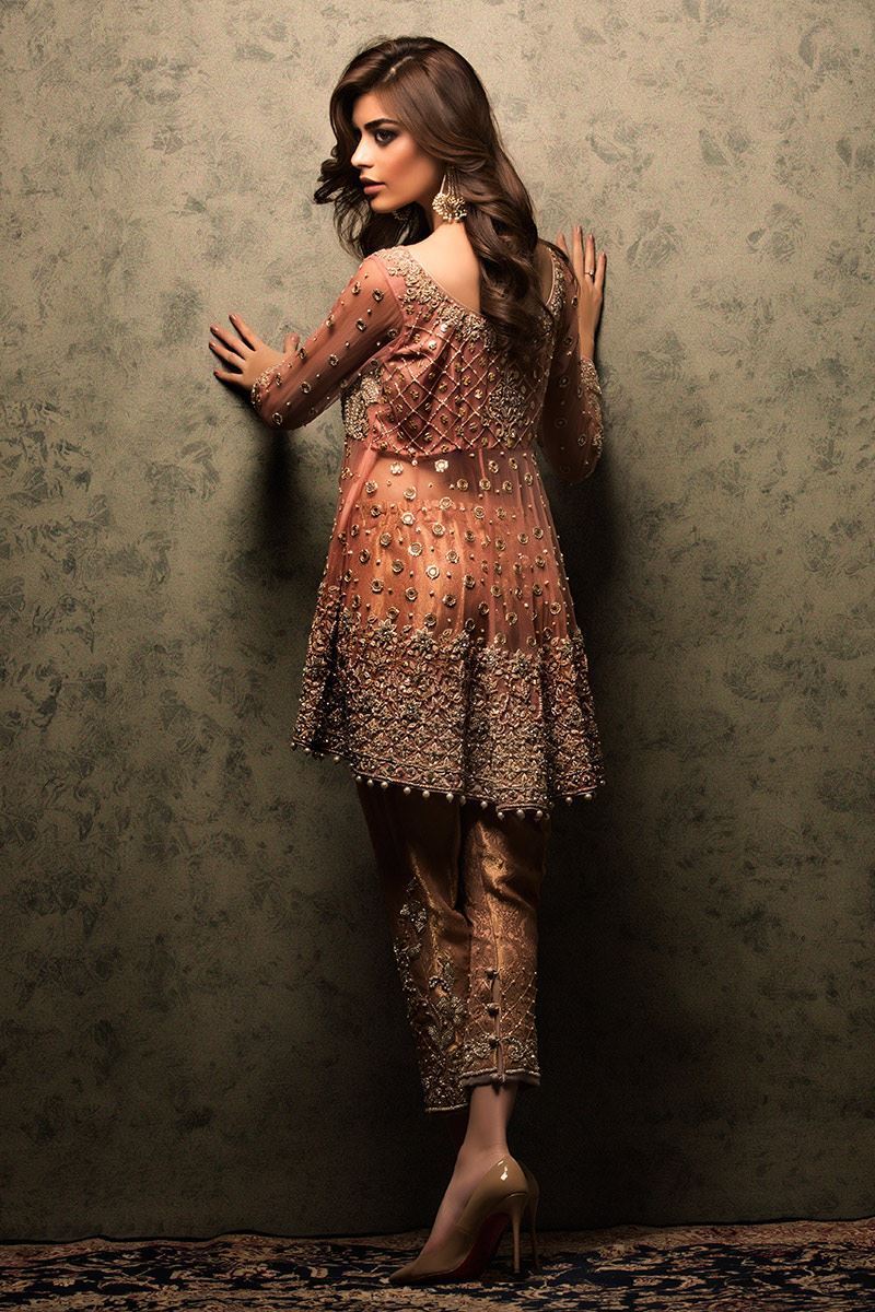 Pink Swarovski Zardozi Net Peplum Dress (2-Piece) - Image 2