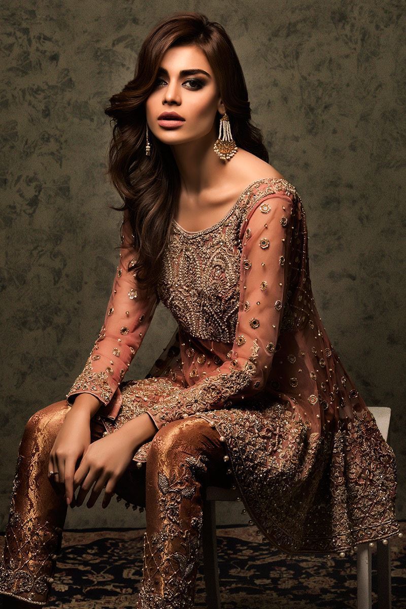 Pink Swarovski Zardozi Net Peplum Dress (2-Piece) - Image 3