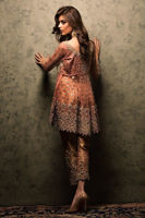 Pink Swarovski Zardozi Net Peplum Dress (2-Piece) - Image 5