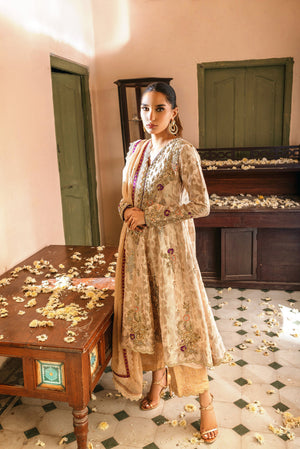 Pakistani Salmon Pink Embroidered Self-Lamé Peplum (3-Piece) - Image 2