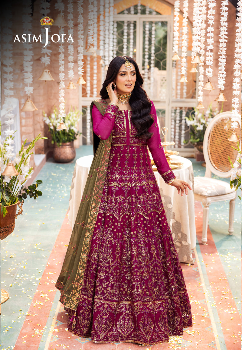 Deep Pink Embroidered Chiffon Pishwas (3-Piece) - Image 1
