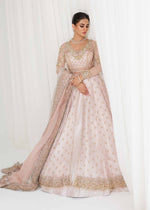 Indian Pink Embroidered Net Brocade Organza Pishwas (3-Piece) - Image 2