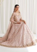 Indian Pink Embroidered Net Brocade Organza Pishwas (3-Piece) - Image 6