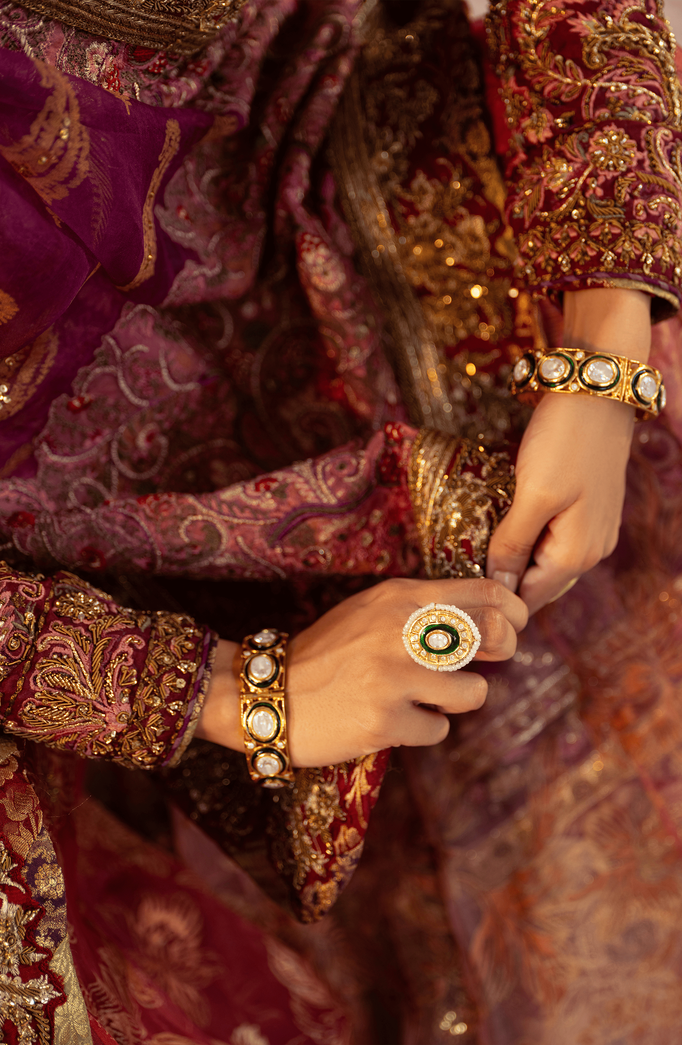 Pakistani Watermelon Pink Embroidered Organza Pishwas Dress (3-Piece) - Image 5