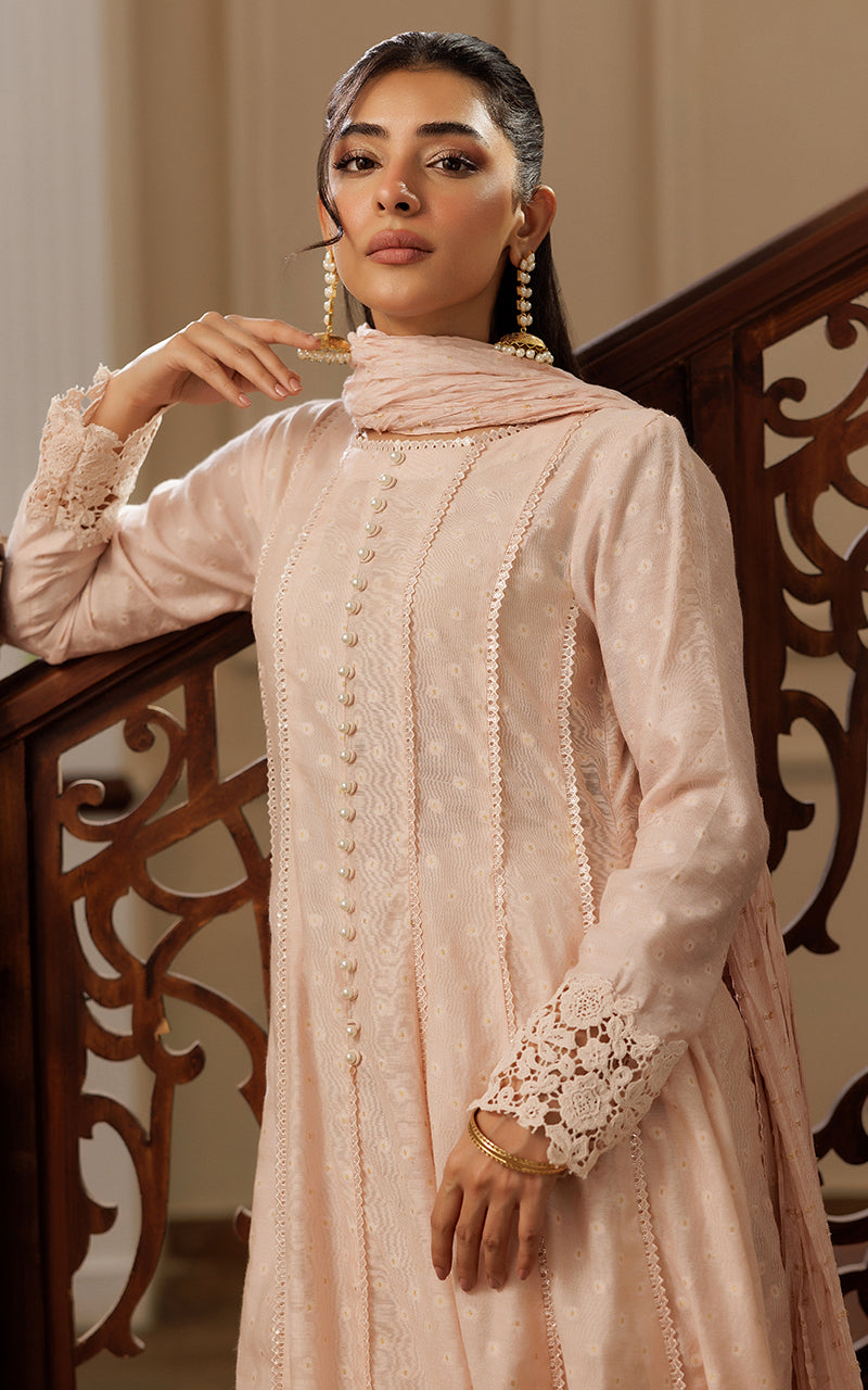 Blush Pink Gota Embellished Pishwas Dress (3-Piece) - Image 2