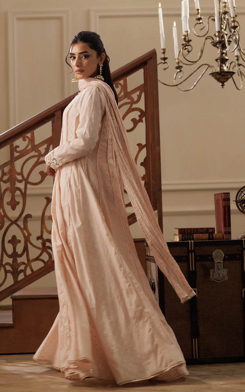 Blush Pink Gota Embellished Pishwas Dress (3-Piece) - Image 4