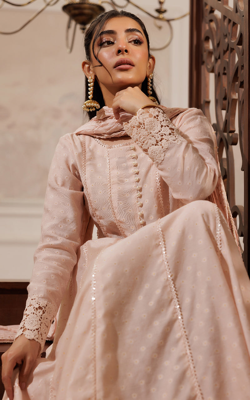 Blush Pink Gota Embellished Pishwas Dress (3-Piece) - Image 7