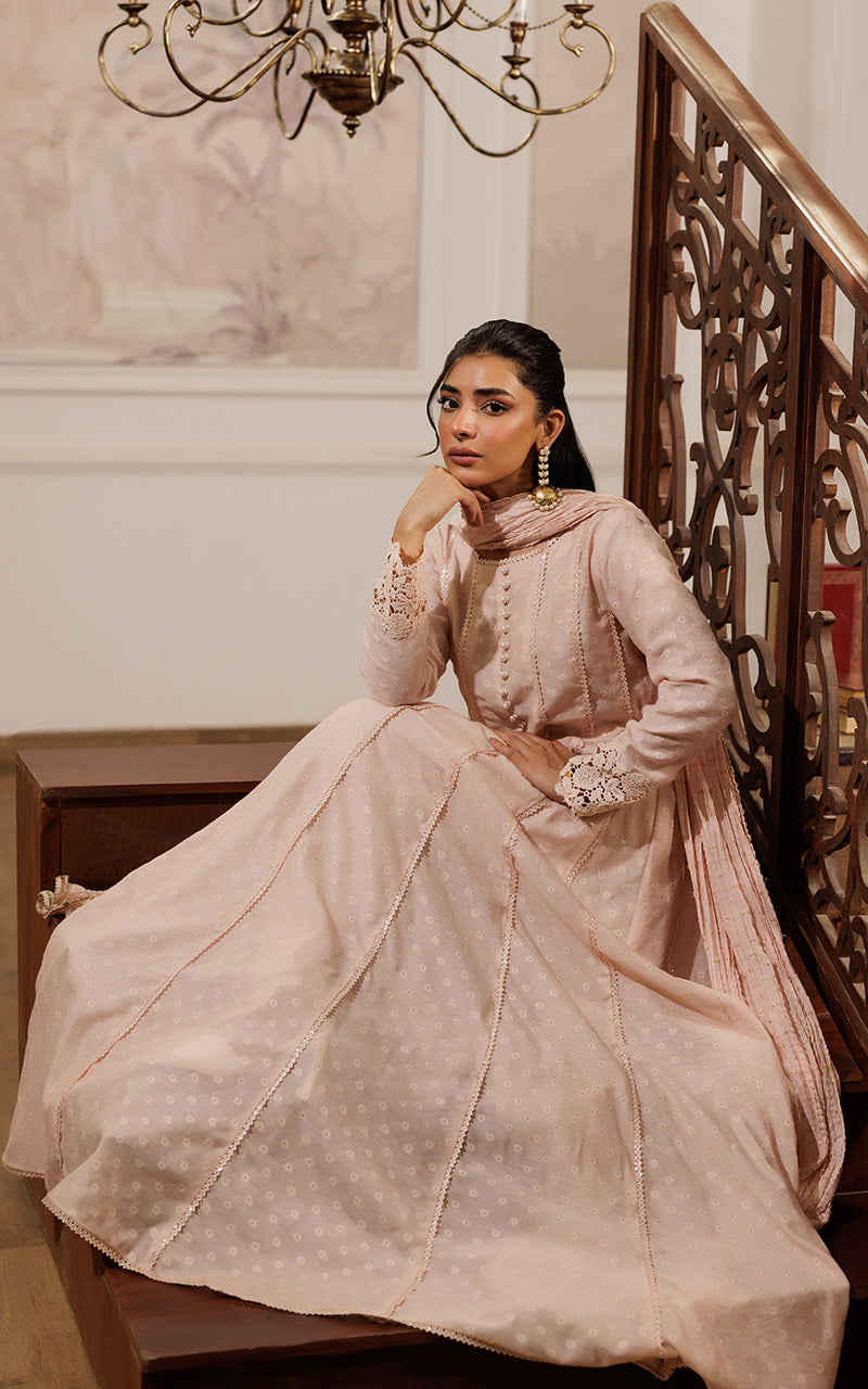 Blush Pink Gota Embellished Pishwas Dress (3-Piece) - Image 8