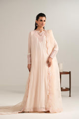 Pakistani Blush Pink Embroidered Chiffon Pishwas Dress (2-Piece) - Image 2