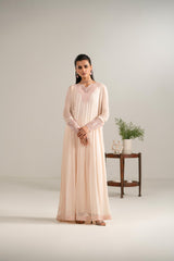 Pakistani Blush Pink Embroidered Chiffon Pishwas Dress (2-Piece) - Image 6