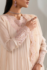 Pakistani Blush Pink Embroidered Chiffon Pishwas Dress (2-Piece) - Image 7