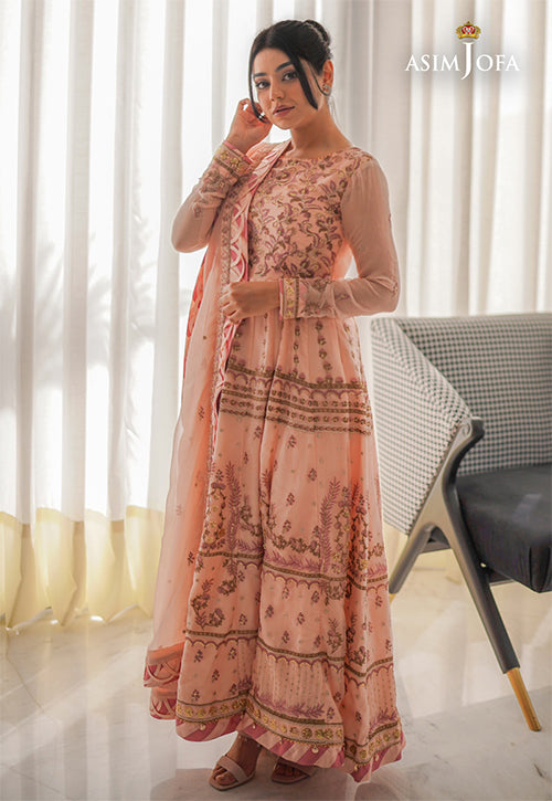 Blush Pink Embroidered Chiffon Pishwas (3-Piece) - Image 3