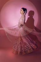 Pakistani Peach & Pink Chikankari Lorex Pishwas (3-Piece) - Image 7