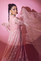Pakistani Peach & Pink Chikankari Lorex Pishwas (3-Piece) - Image 9
