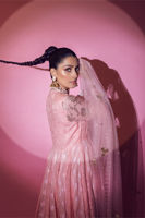 Peach Pink Chikankari Lorex Pishwas (3-Piece) - Image 9