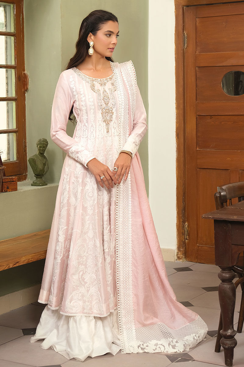 Light Pink Embroidered Pishwas Dress (3-Piece) - Image 1