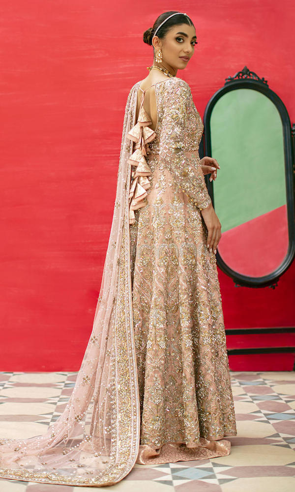 Pakistani Soft Pink Embroidered Cotton Net Pishwas (3-Piece) - Image 4