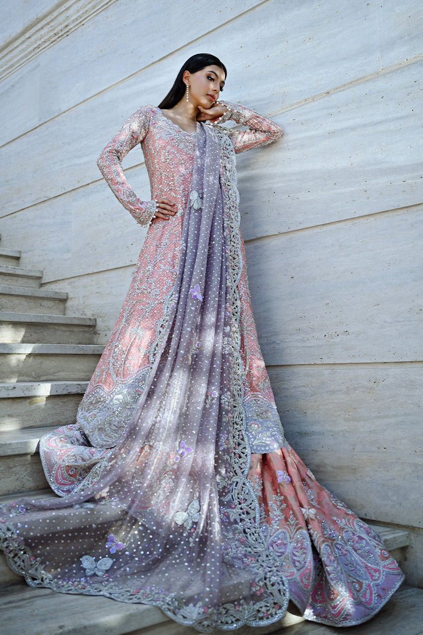 Rose Quartz Zardozi Cotton Net Pishwas (3-Piece) - Image 1