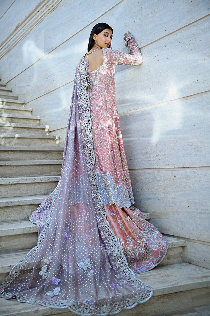 Rose Quartz Zardozi Cotton Net Pishwas (3-Piece) - Image 2