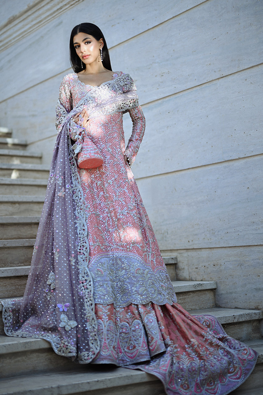 Rose Quartz Zardozi Cotton Net Pishwas (3-Piece) - Image 3