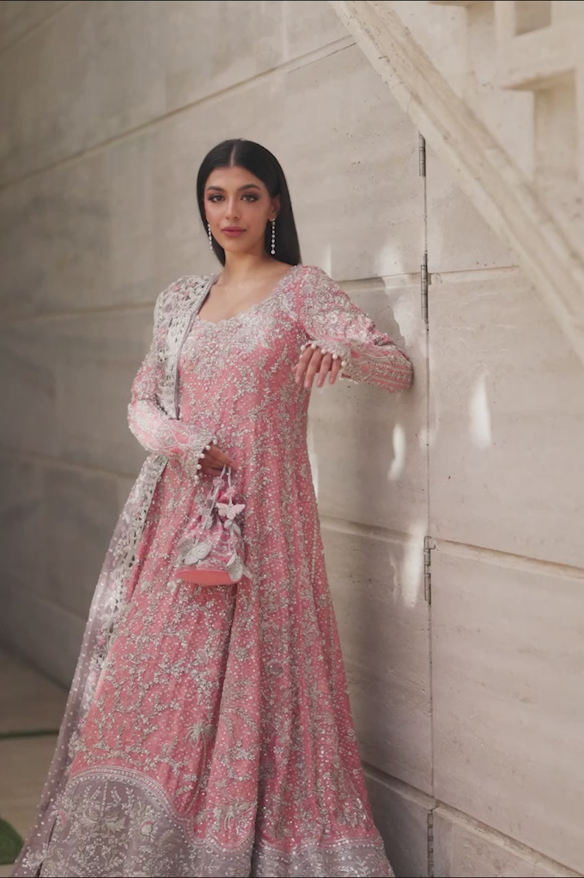 Rose Quartz Zardozi Cotton Net Pishwas (3-Piece) - Image 6