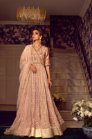 Pakistani Peach Zardozi Crushed Chiffon Angharka Pishwas (2-Piece) - Image 5