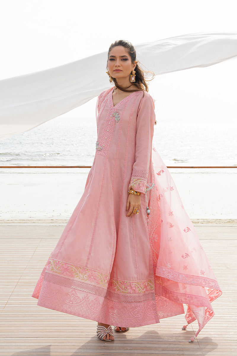 Pakistani Blush Pink Embroidered Embossed Pishwas (3-Piece) - Image 14