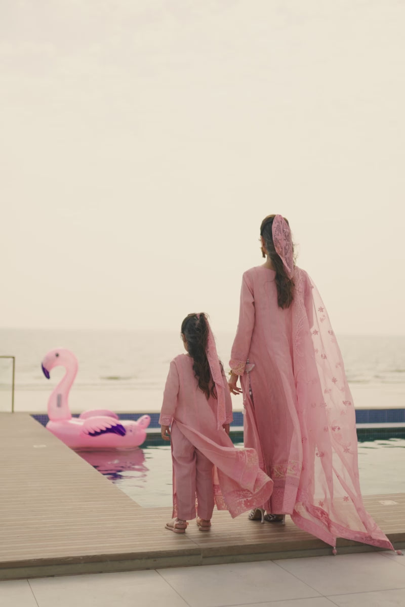 Pakistani Blush Pink Embroidered Embossed Pishwas (3-Piece) - Image 15