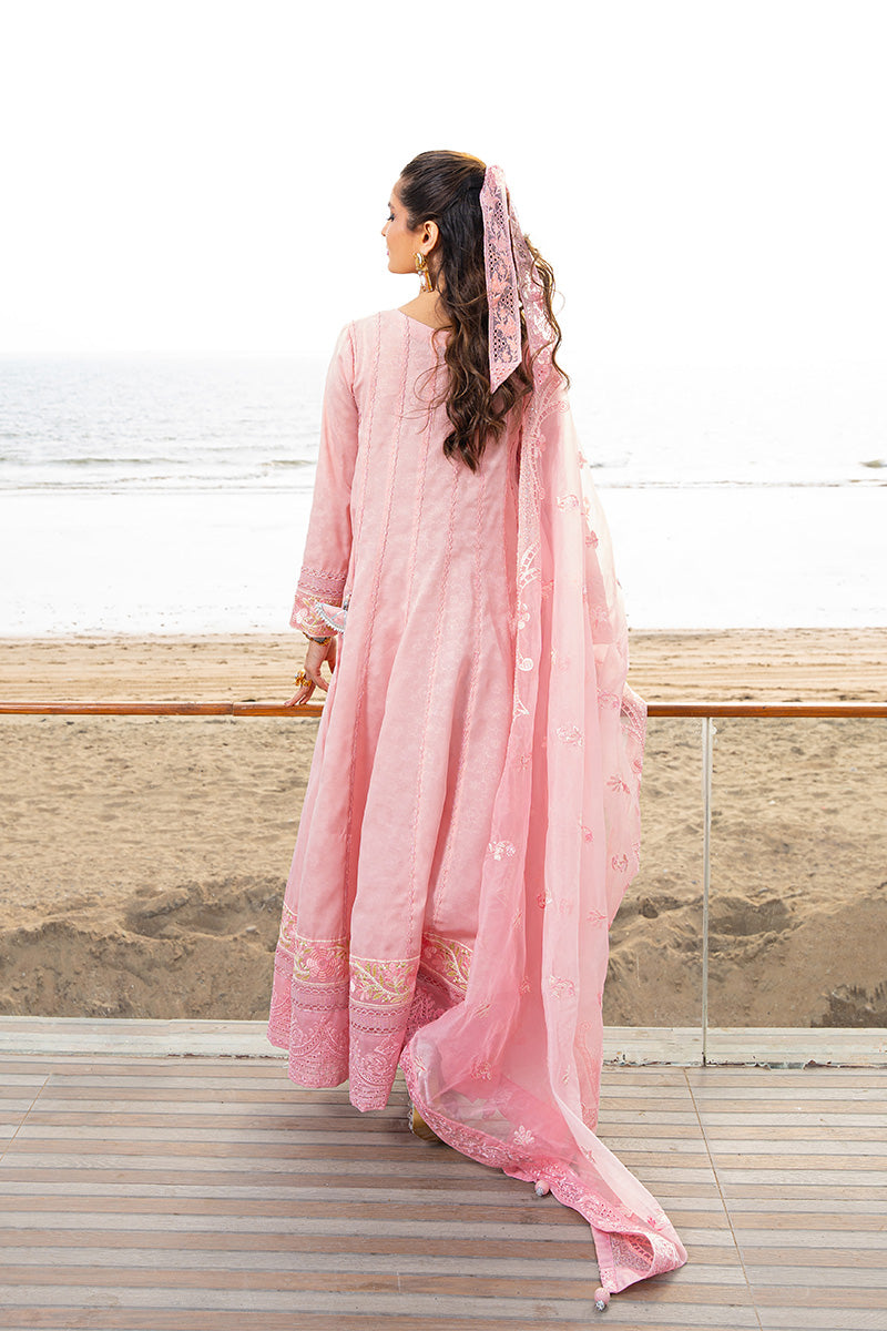 Pakistani Blush Pink Embroidered Embossed Pishwas (3-Piece) - Image 2